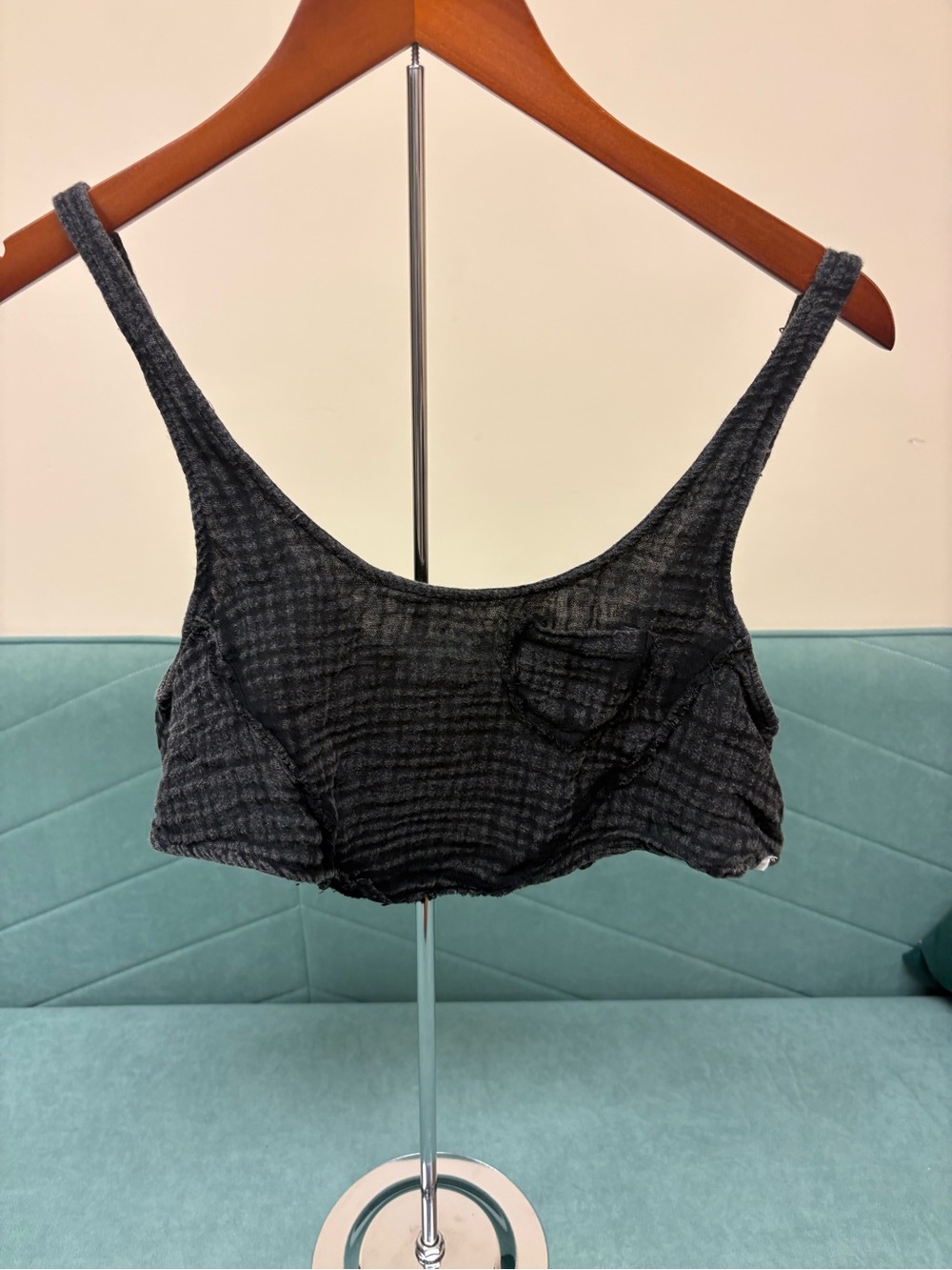 Free People Black Cropped Ribbed Tank